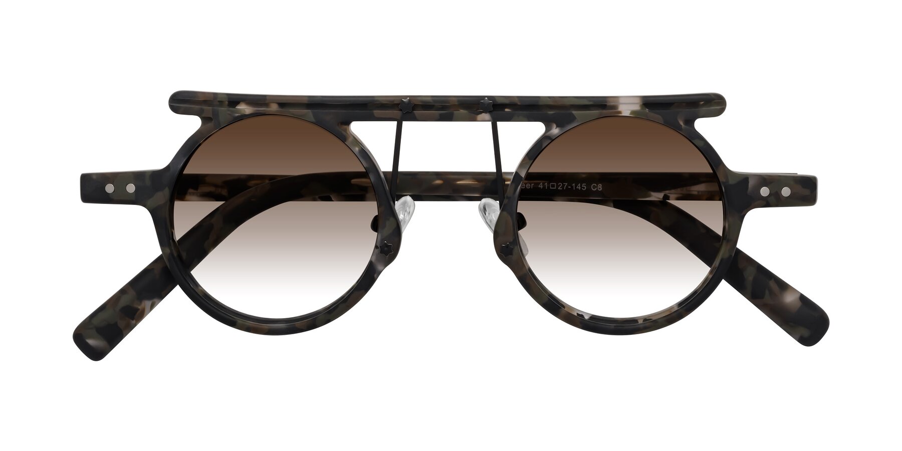 Folded Front of Deer in Granite Tortoise with Brown Gradient Lenses