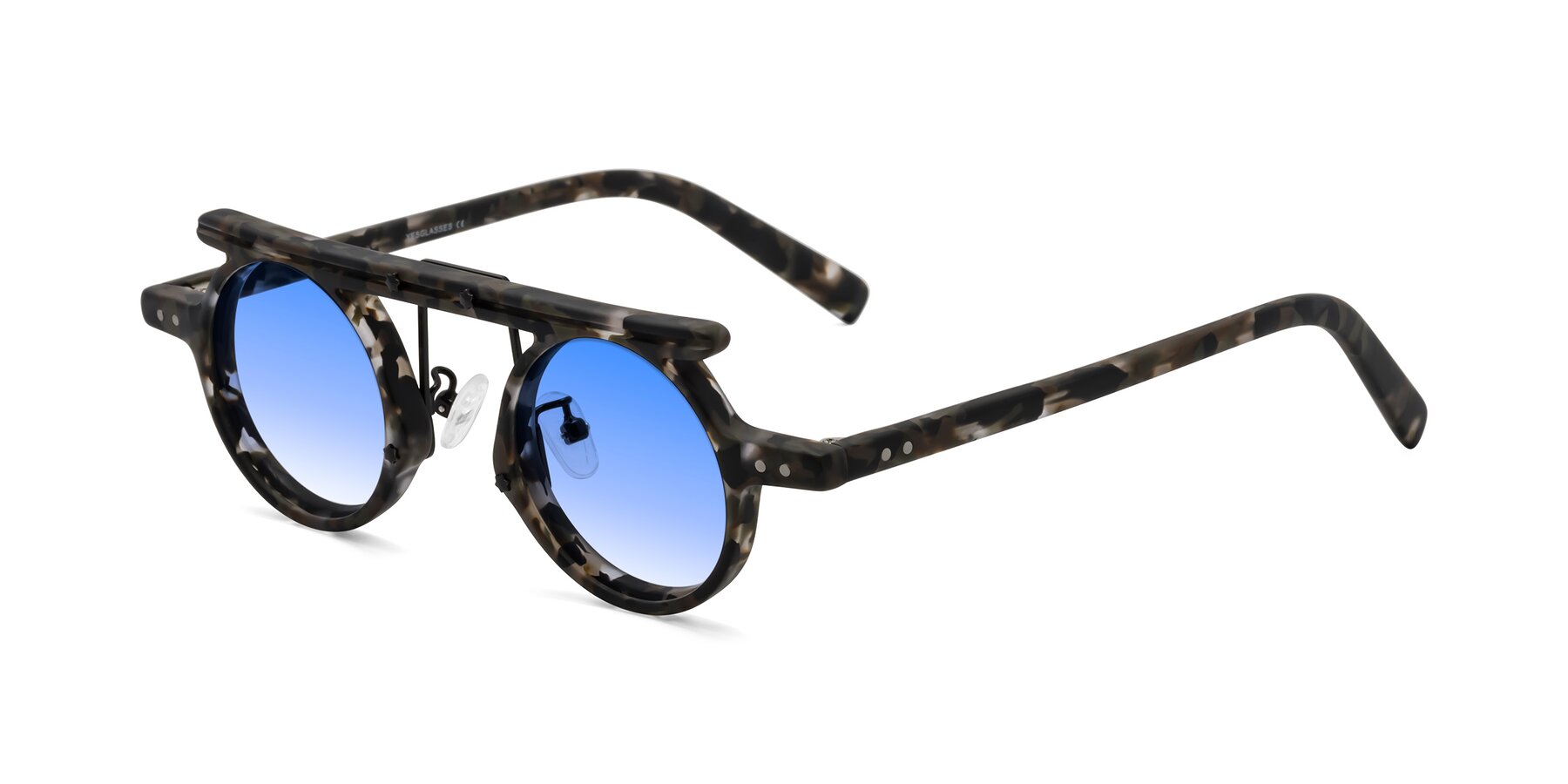 Angle of Deer in Granite Tortoise with Blue Gradient Lenses