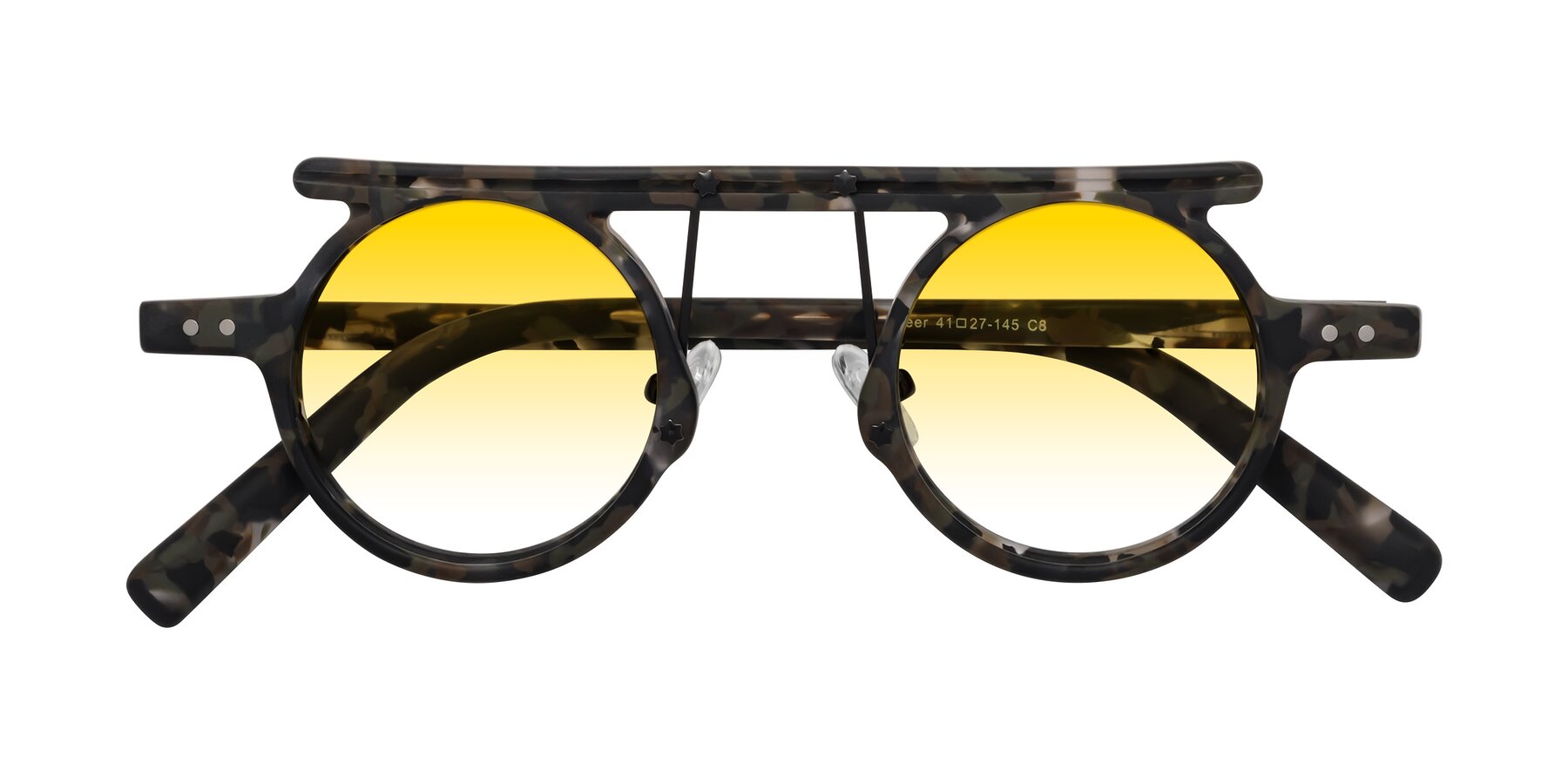 Folded Front of Deer in Granite Tortoise with Yellow Gradient Lenses