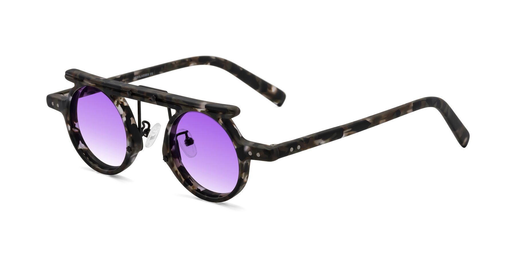 Angle of Deer in Granite Tortoise with Purple Gradient Lenses