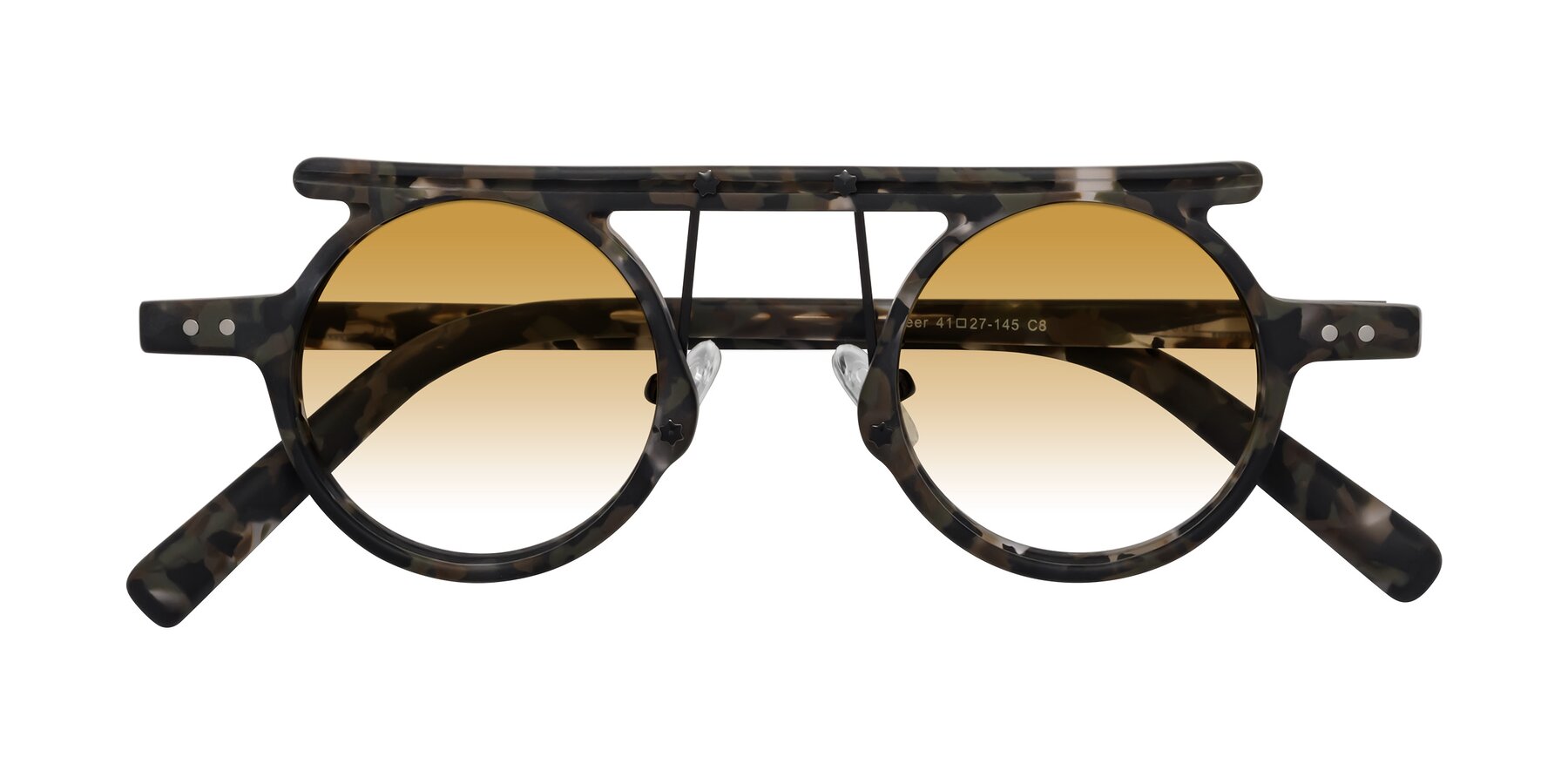 Folded Front of Deer in Granite Tortoise with Champagne Gradient Lenses