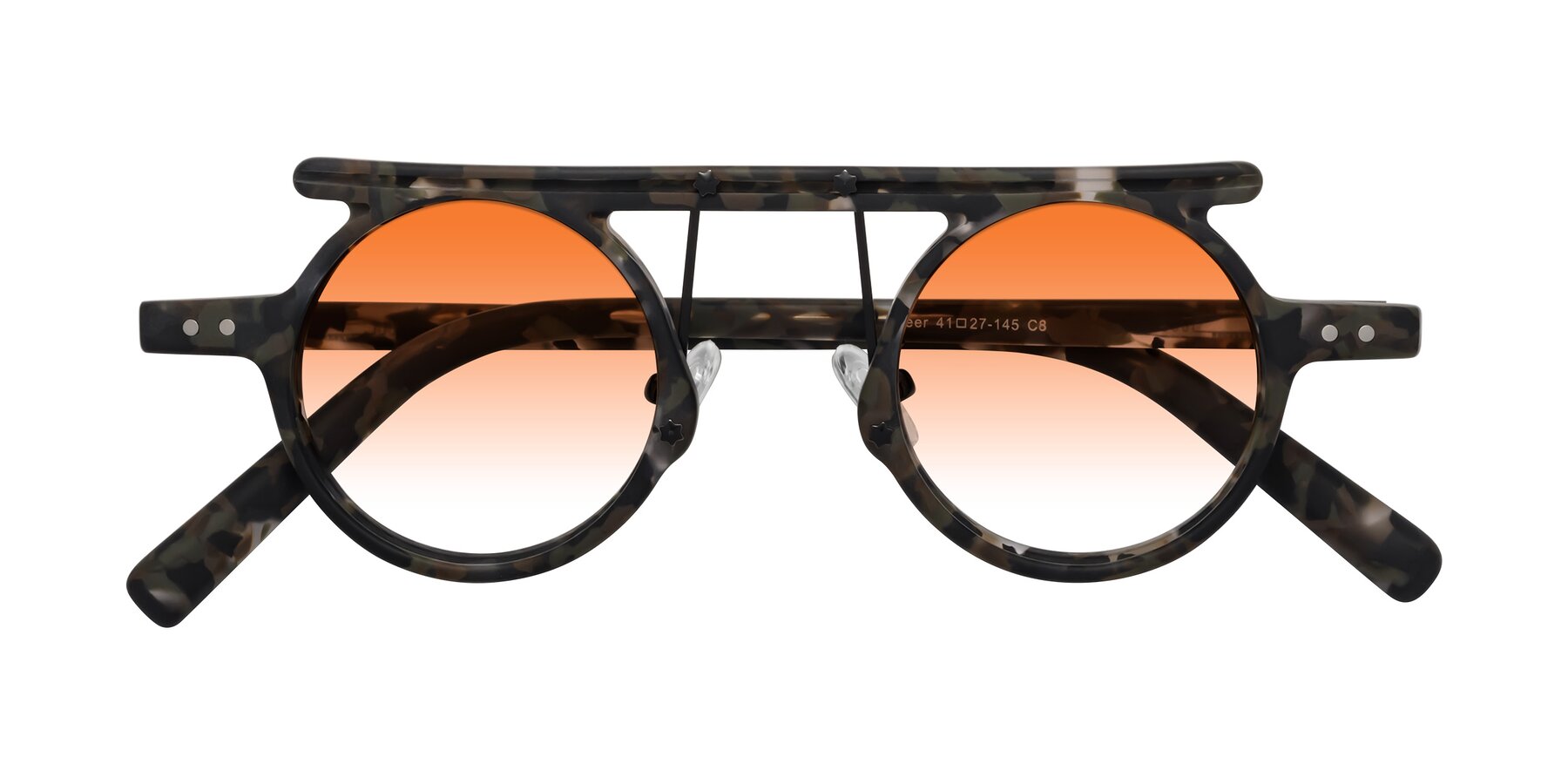 Folded Front of Deer in Granite Tortoise with Orange Gradient Lenses