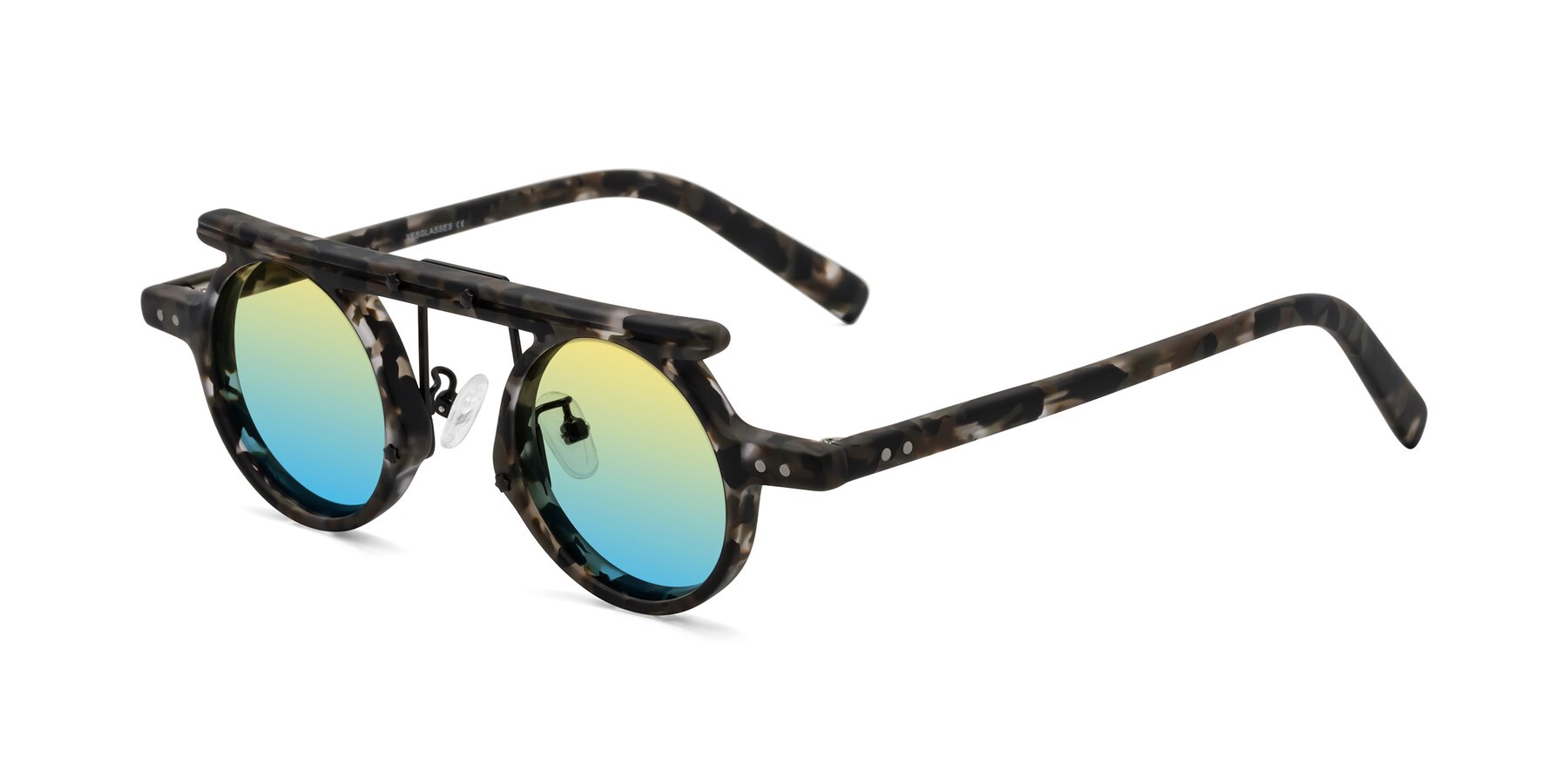 Angle of Deer in Granite Tortoise with Yellow / Blue Gradient Lenses