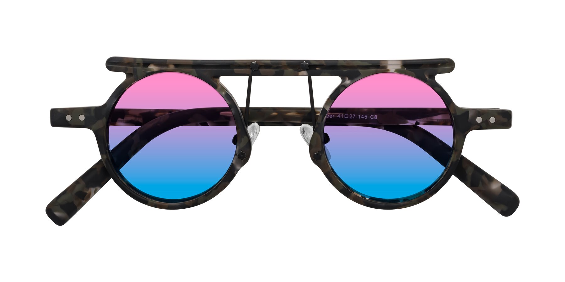 Folded Front of Deer in Granite Tortoise with Pink / Blue Gradient Lenses