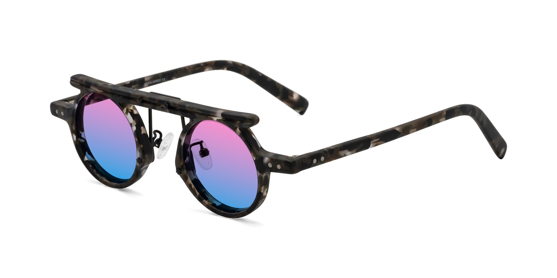 Angle of Deer in Granite Tortoise with Pink / Blue Gradient Lenses