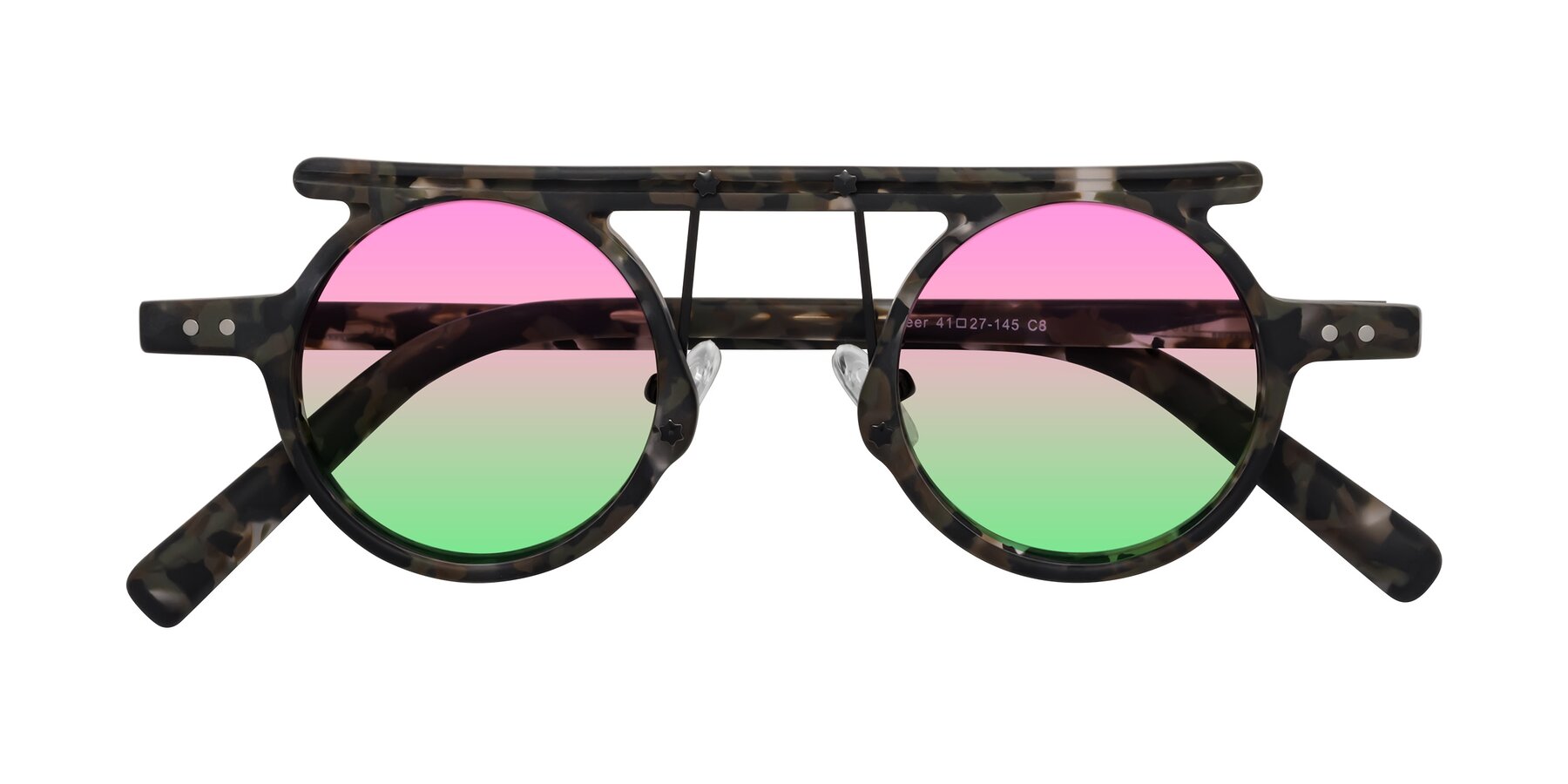 Folded Front of Deer in Granite Tortoise with Pink / Green Gradient Lenses