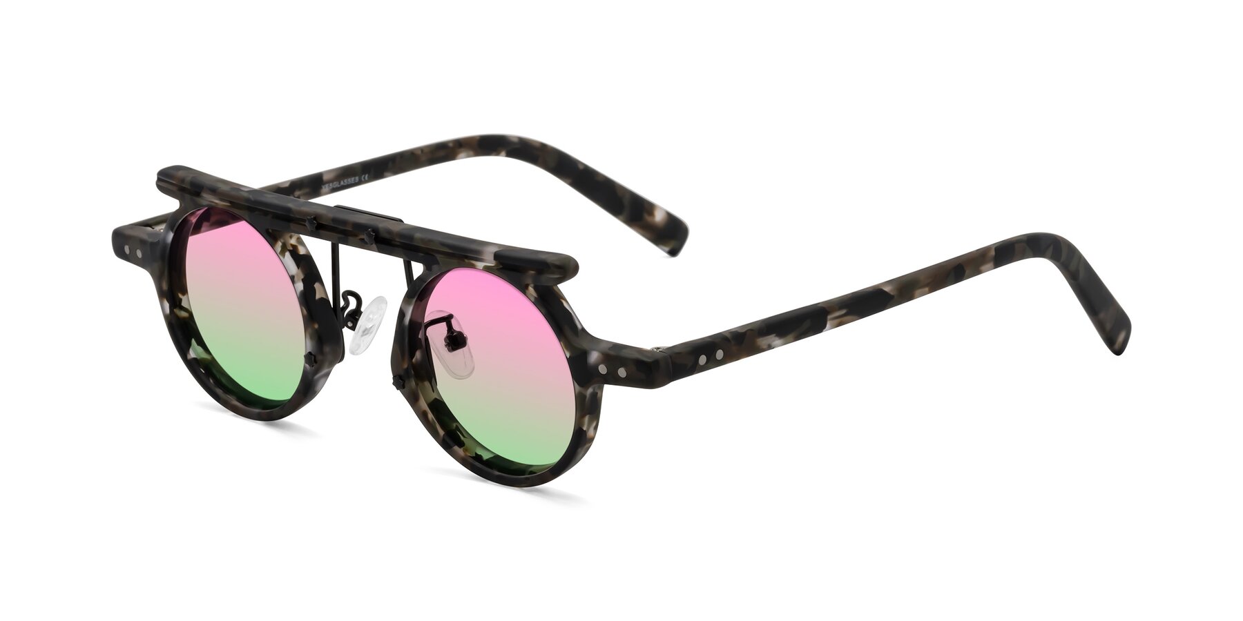 Angle of Deer in Granite Tortoise with Pink / Green Gradient Lenses