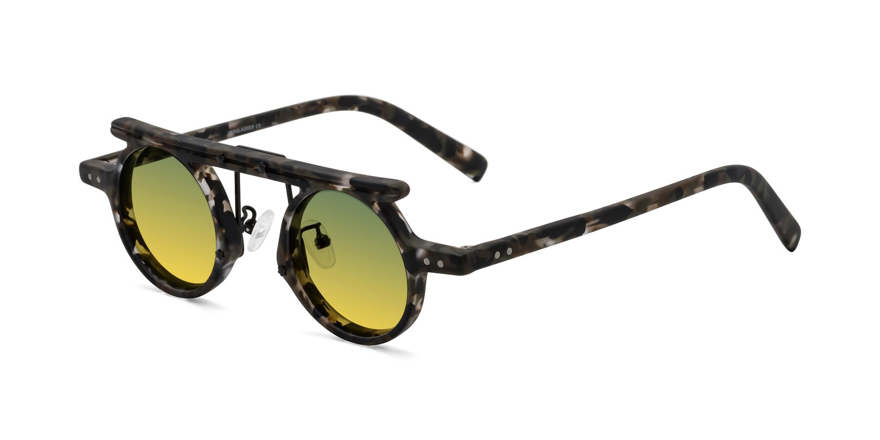 Angle of Deer in Granite Tortoise with Green / Yellow Gradient Lenses