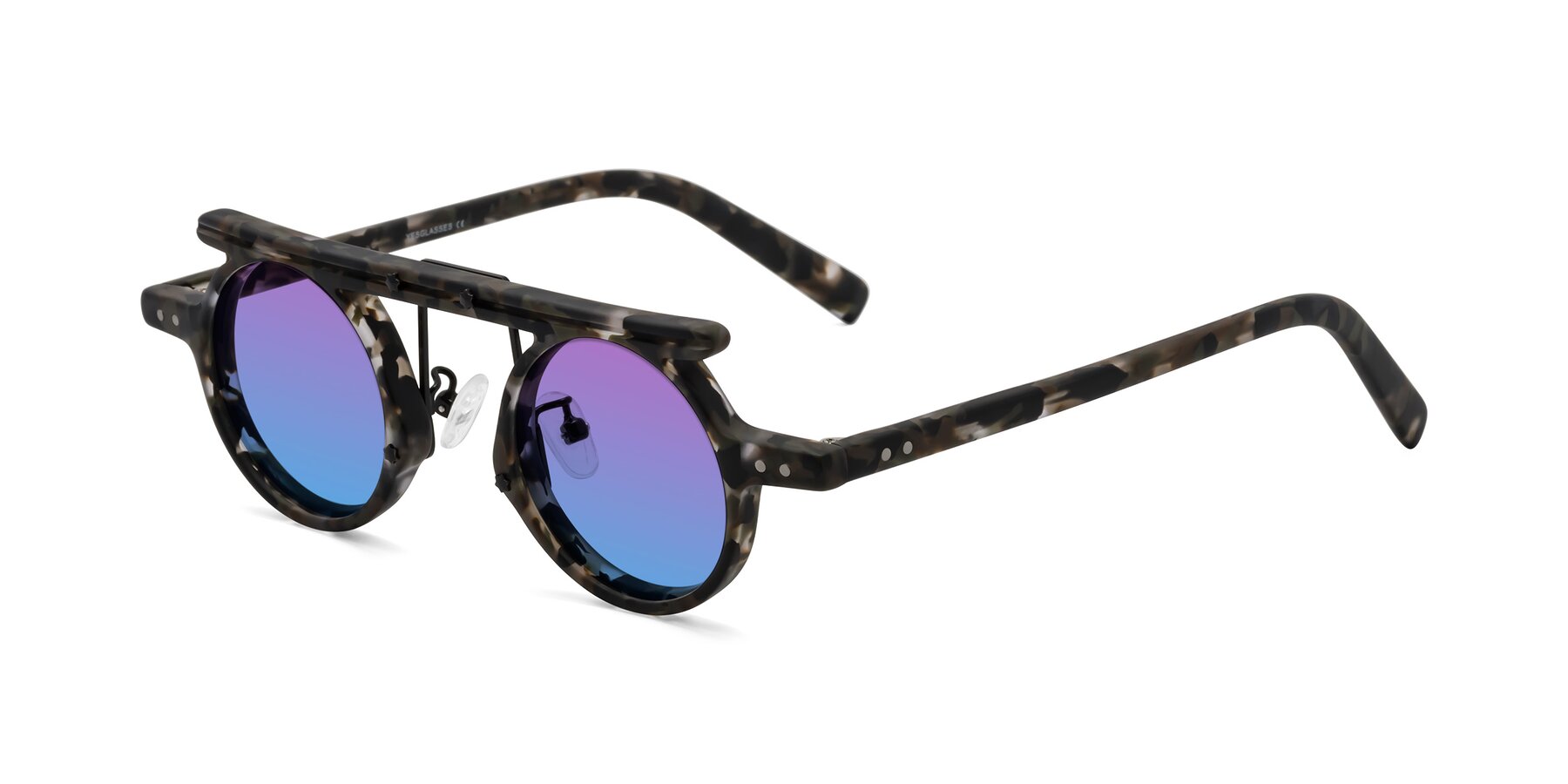 Angle of Deer in Granite Tortoise with Purple / Blue Gradient Lenses