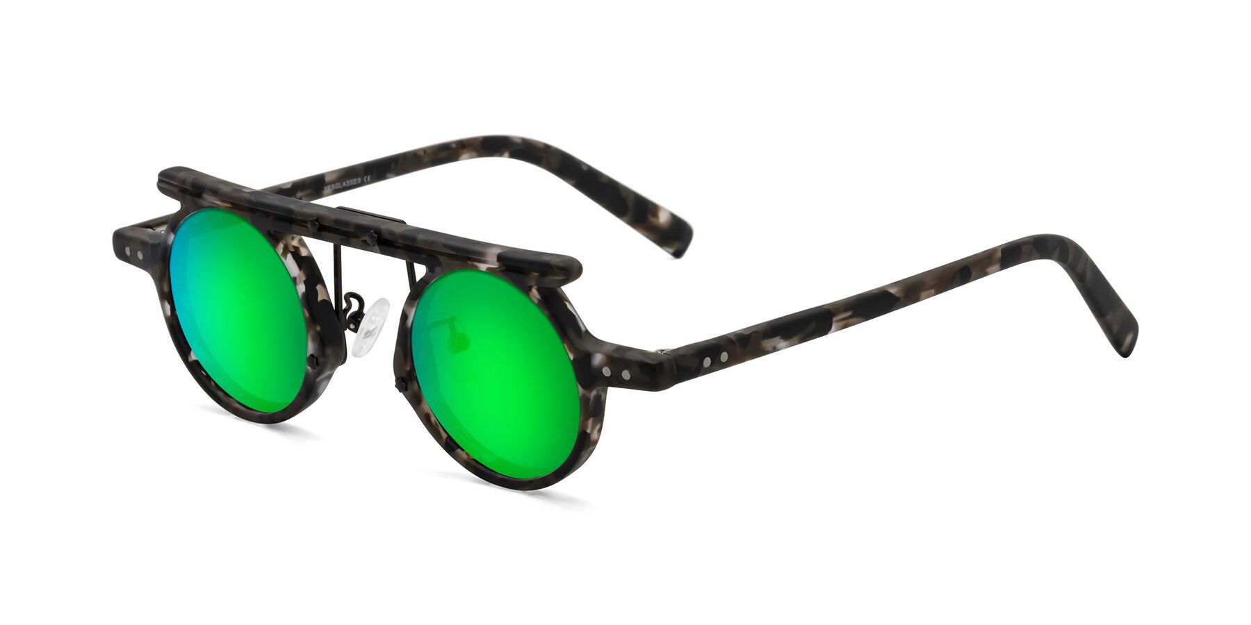 Angle of Deer in Granite Tortoise with Green Mirrored Lenses