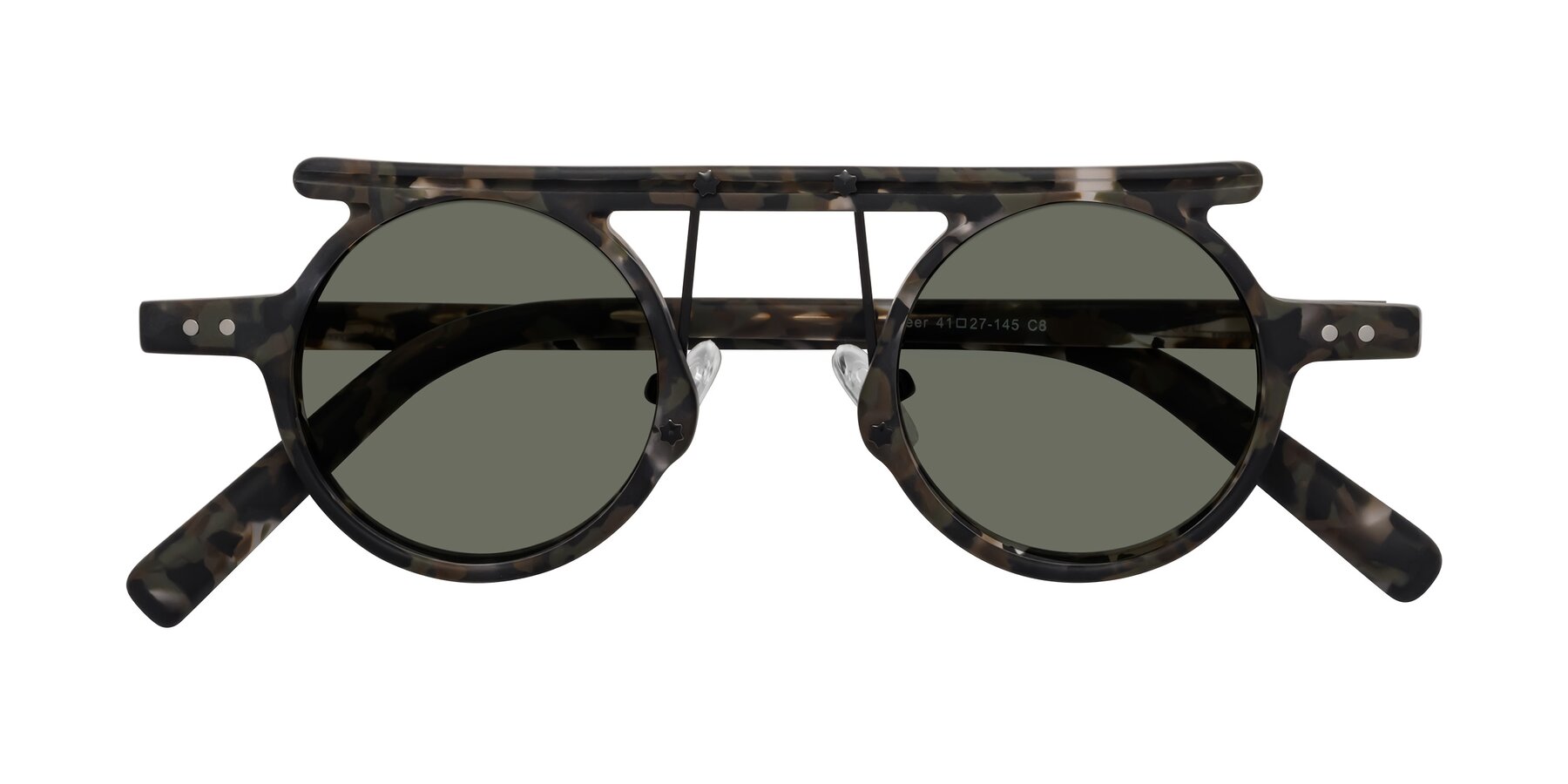 Folded Front of Deer in Granite Tortoise with Gray Polarized Lenses