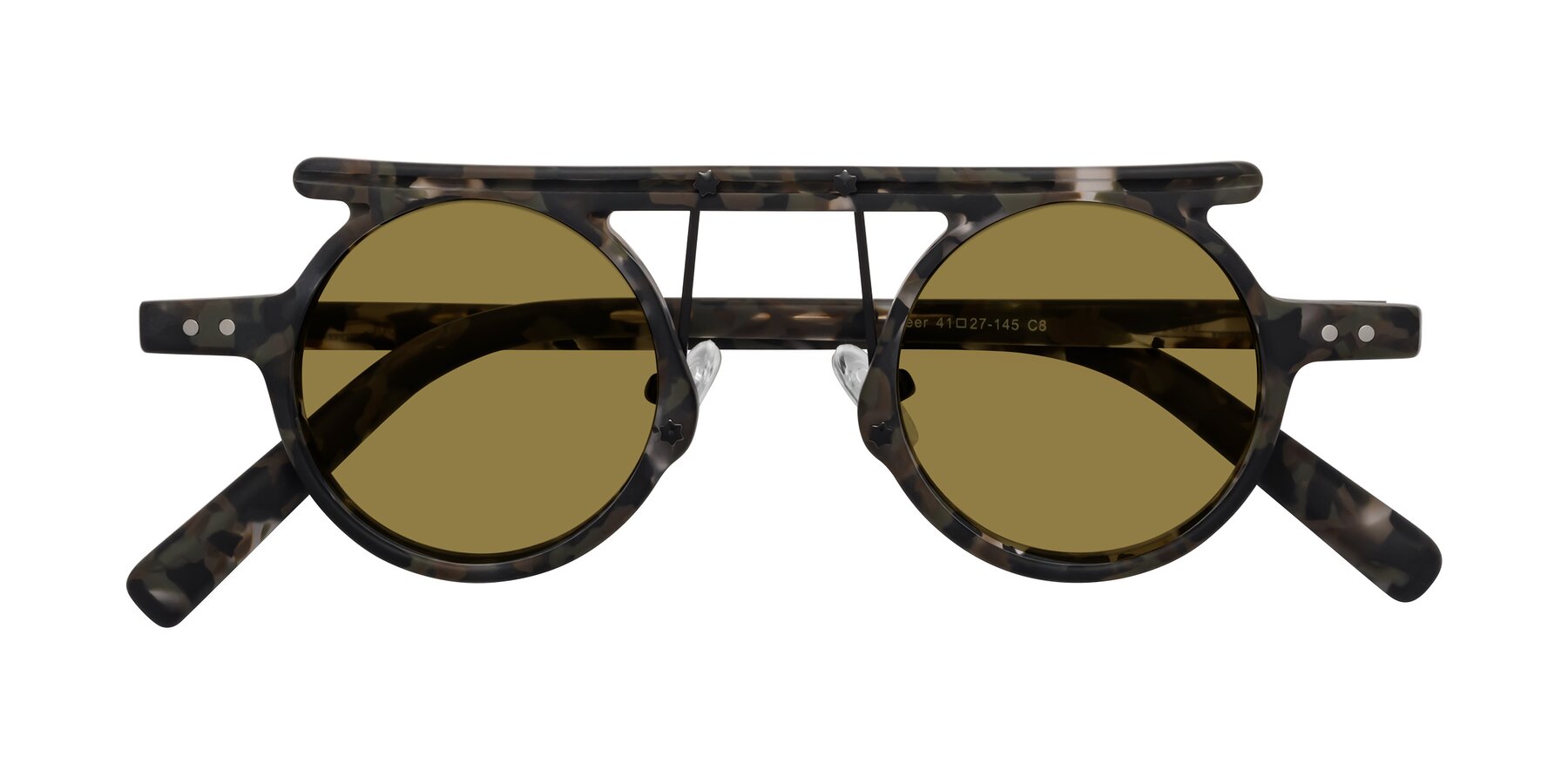 Folded Front of Deer in Granite Tortoise with Brown Polarized Lenses