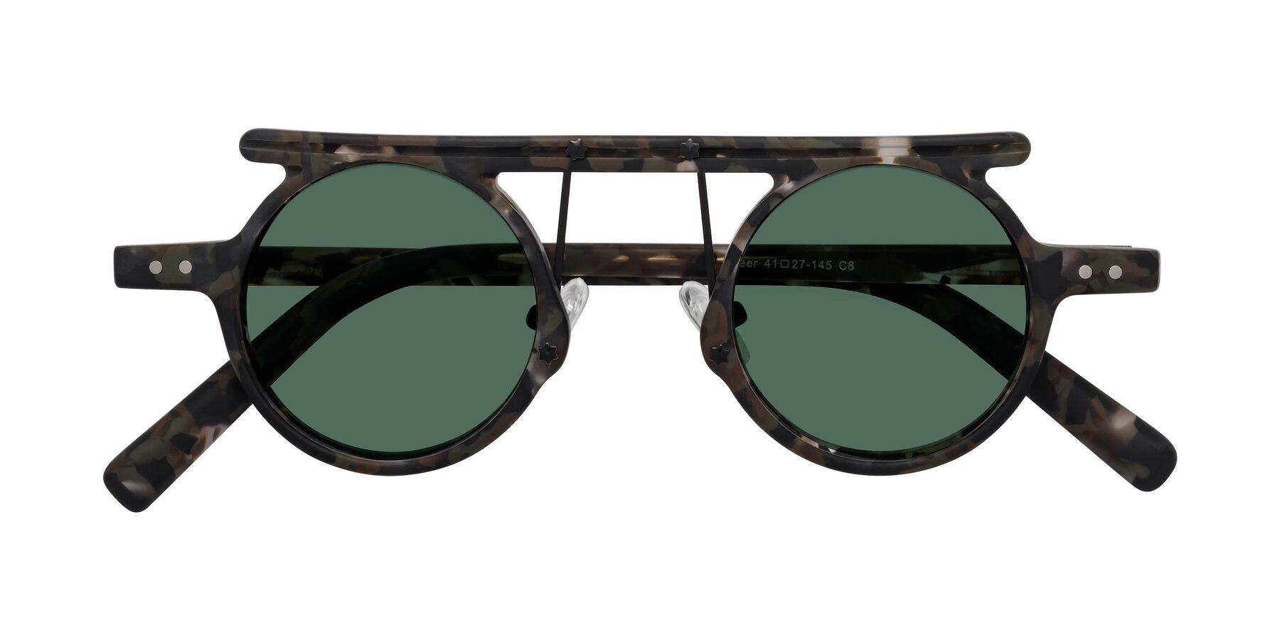 Folded Front of Deer in Granite Tortoise with Green Polarized Lenses