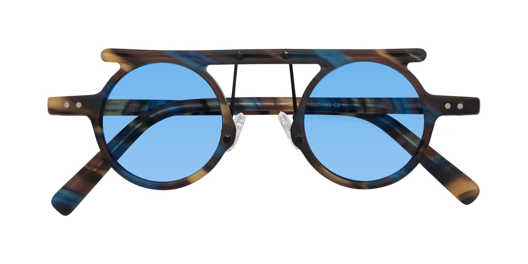 Folded Front of Deer in Nightfall Tortoise with Medium Blue Tinted Lenses