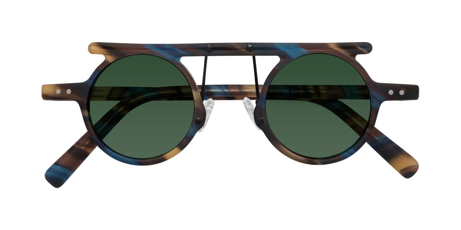 Folded Front of Deer in Nightfall Tortoise with Green Tinted Lenses