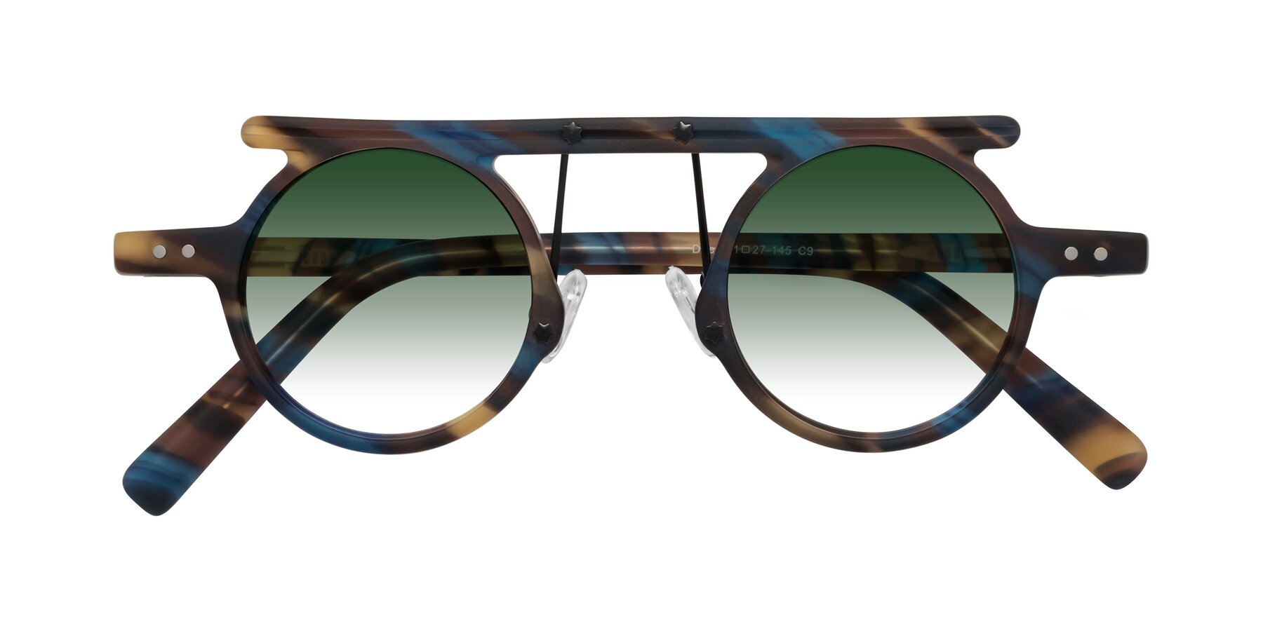 Folded Front of Deer in Nightfall Tortoise with Green Gradient Lenses