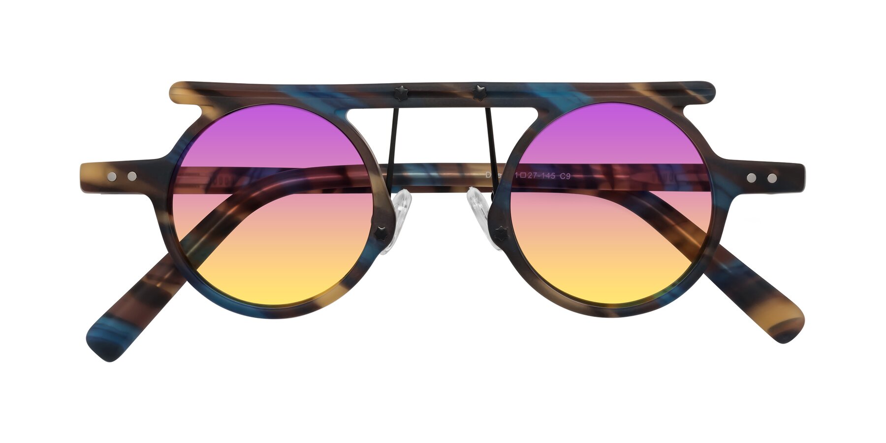 Folded Front of Deer in Nightfall Tortoise with Purple / Yellow Gradient Lenses