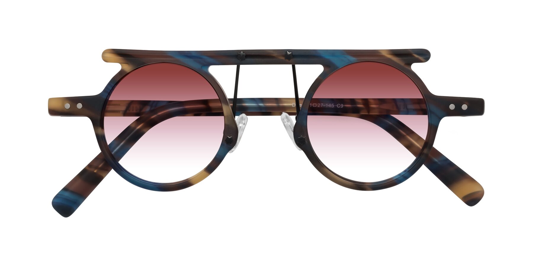 Folded Front of Deer in Nightfall Tortoise with Garnet Gradient Lenses