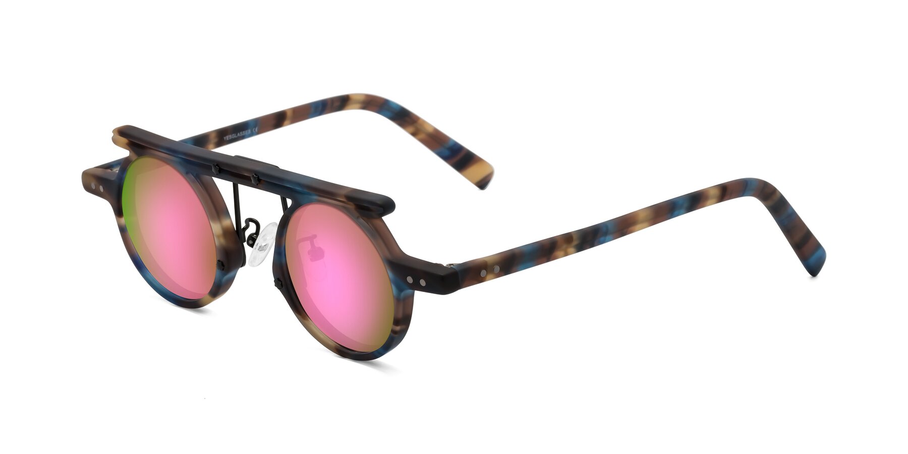 Angle of Deer in Nightfall Tortoise with Pink Mirrored Lenses