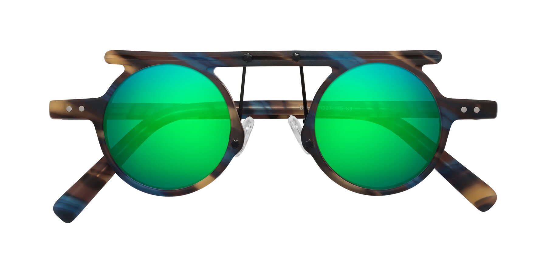 Folded Front of Deer in Nightfall Tortoise with Green Mirrored Lenses