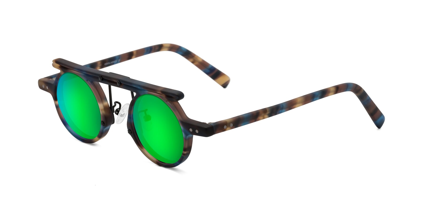 Angle of Deer in Nightfall Tortoise with Green Mirrored Lenses