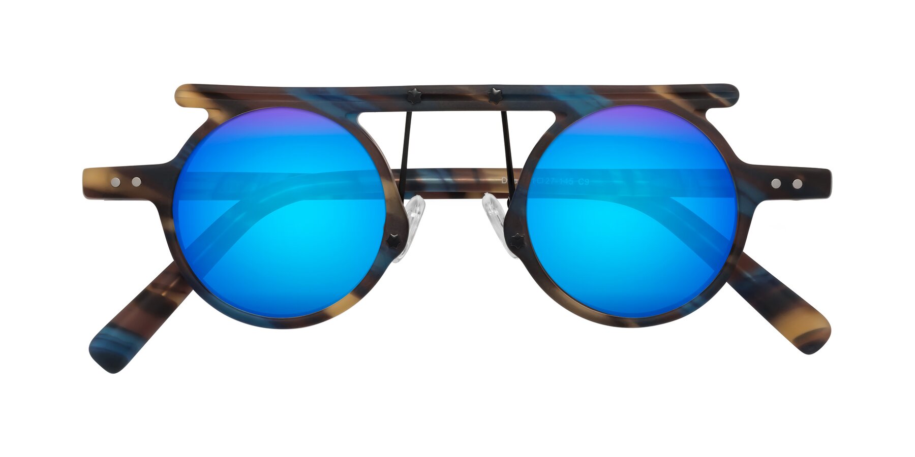 Folded Front of Deer in Nightfall Tortoise with Blue Mirrored Lenses