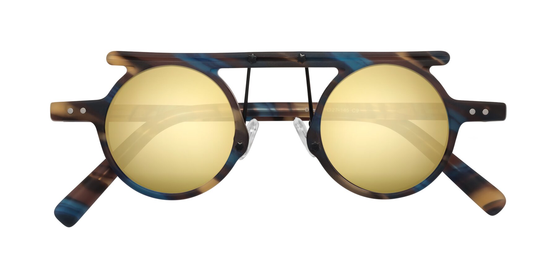 Folded Front of Deer in Nightfall Tortoise with Gold Mirrored Lenses