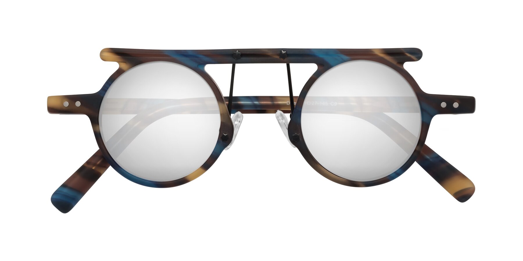 Folded Front of Deer in Nightfall Tortoise with Silver Mirrored Lenses