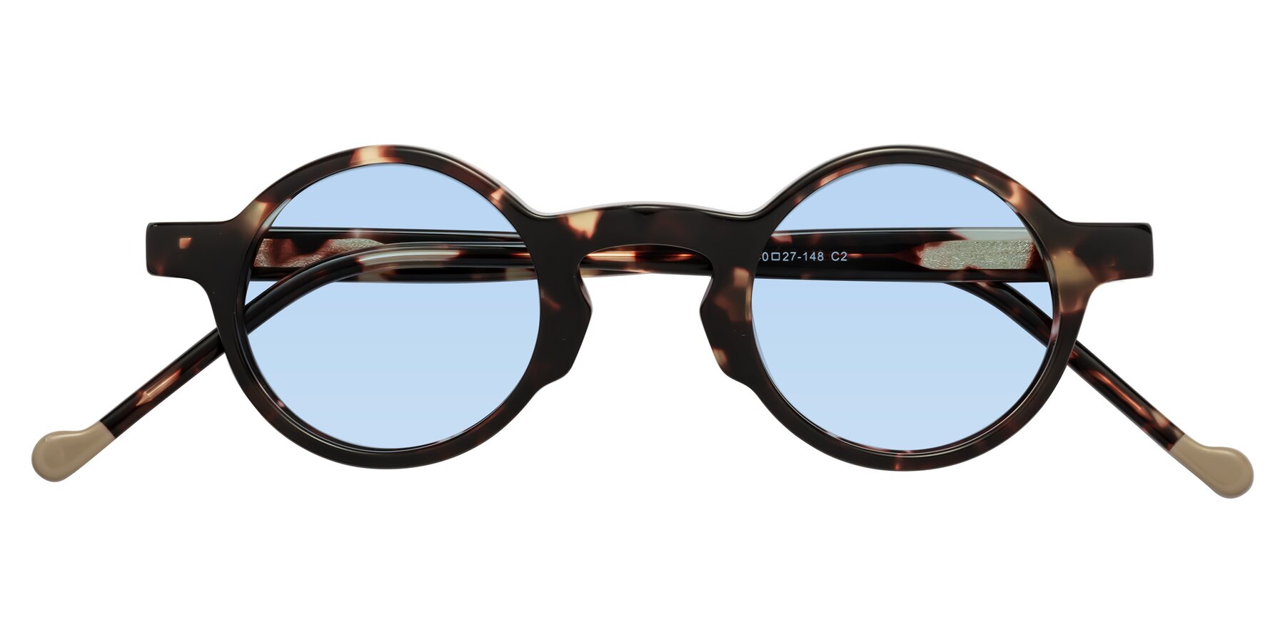 Folded Front of Flag in Tortoise with Light Blue Tinted Lenses