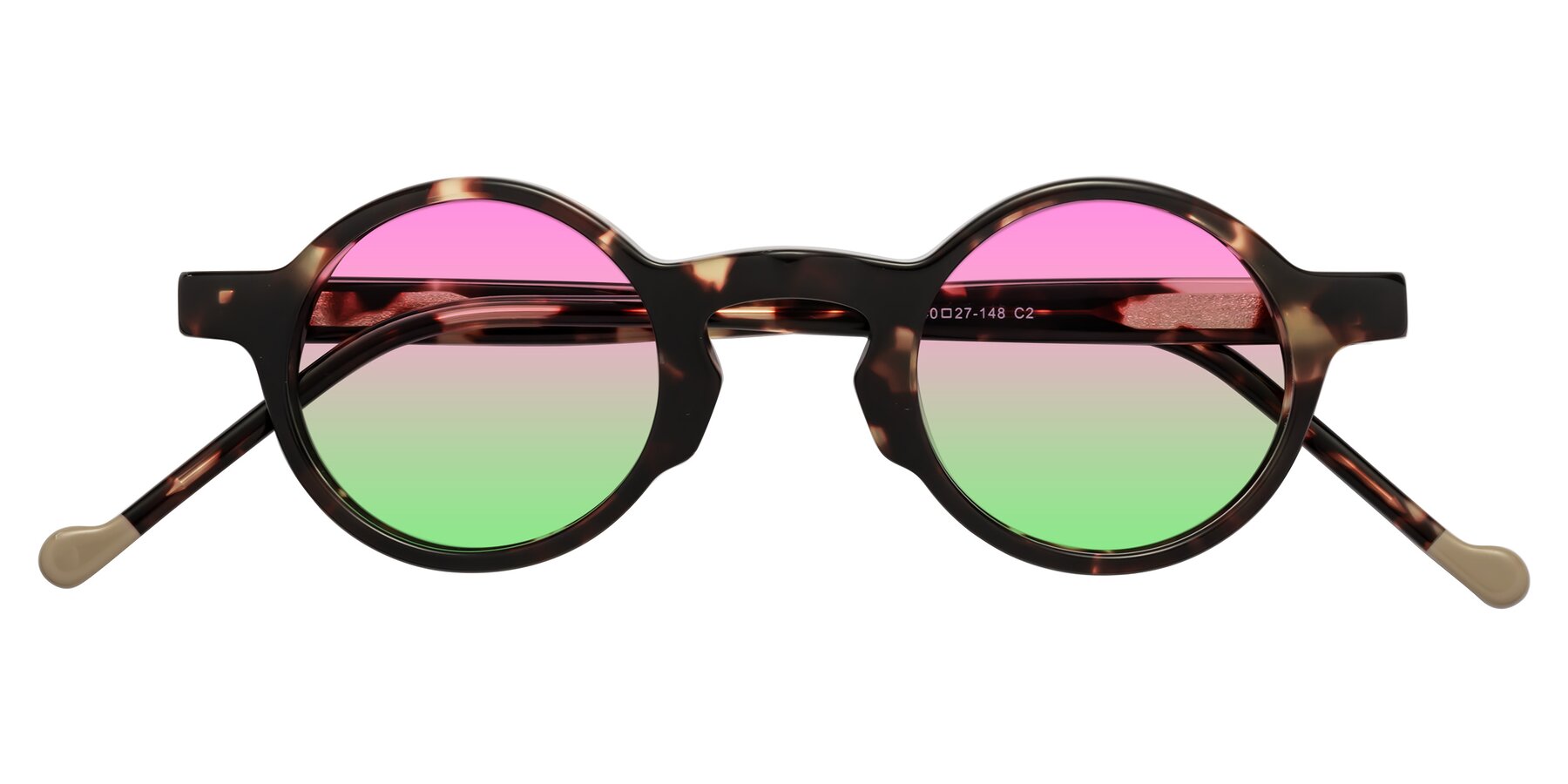 Folded Front of Flag in Tortoise with Pink / Green Gradient Lenses