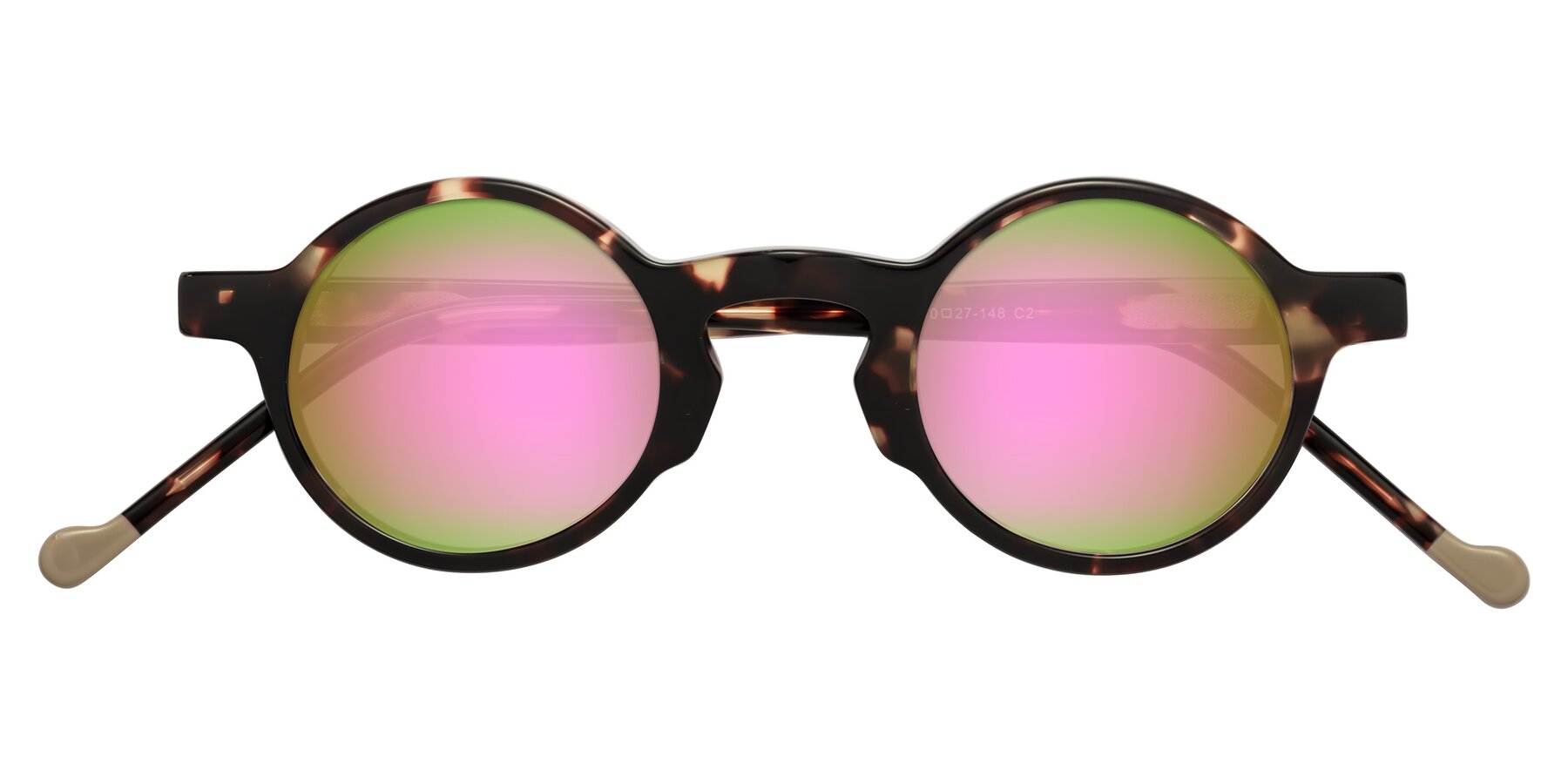 Folded Front of Flag in Tortoise with Pink Mirrored Lenses