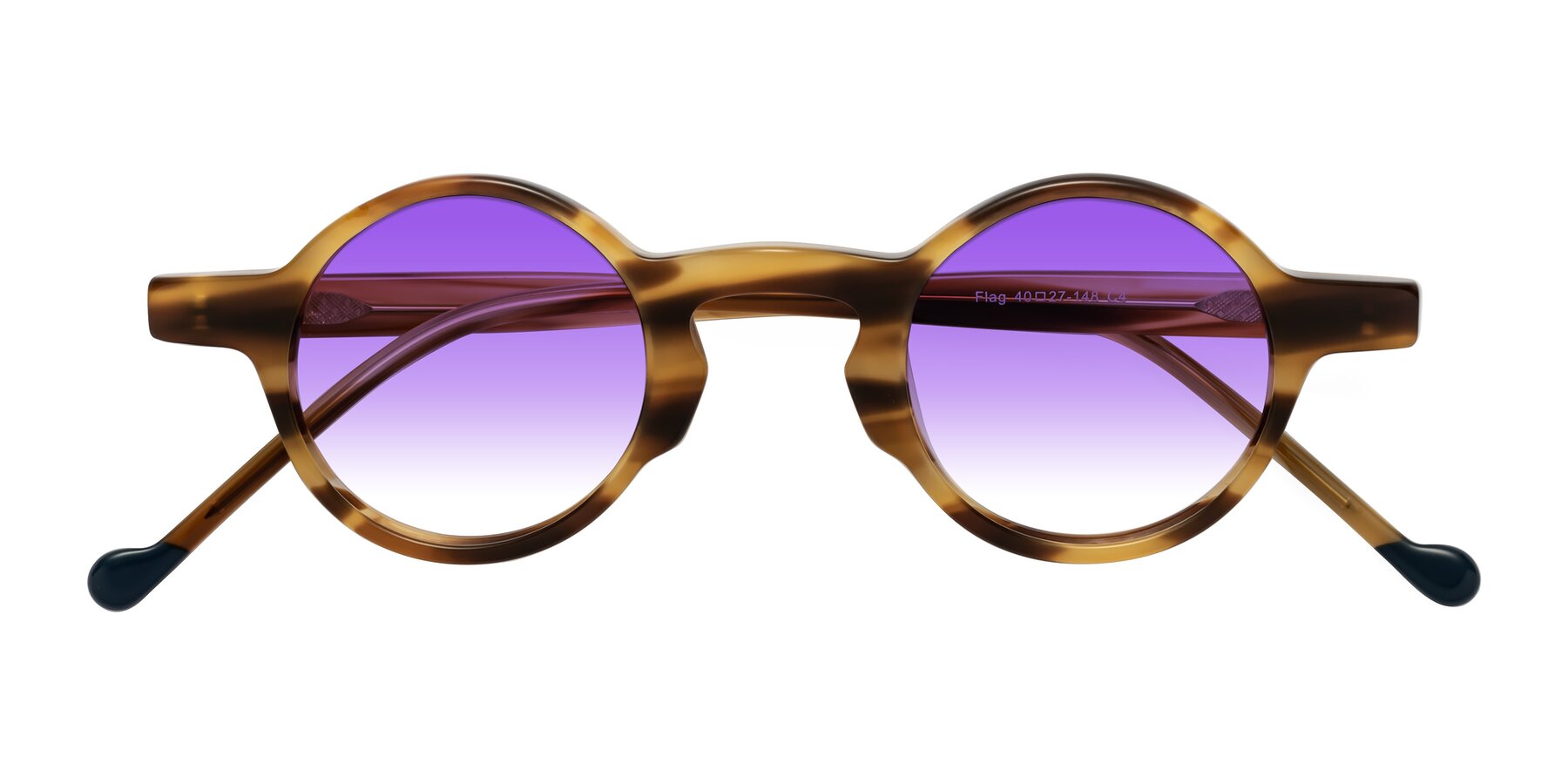 Folded Front of Flag in Amber Striped with Purple Gradient Lenses