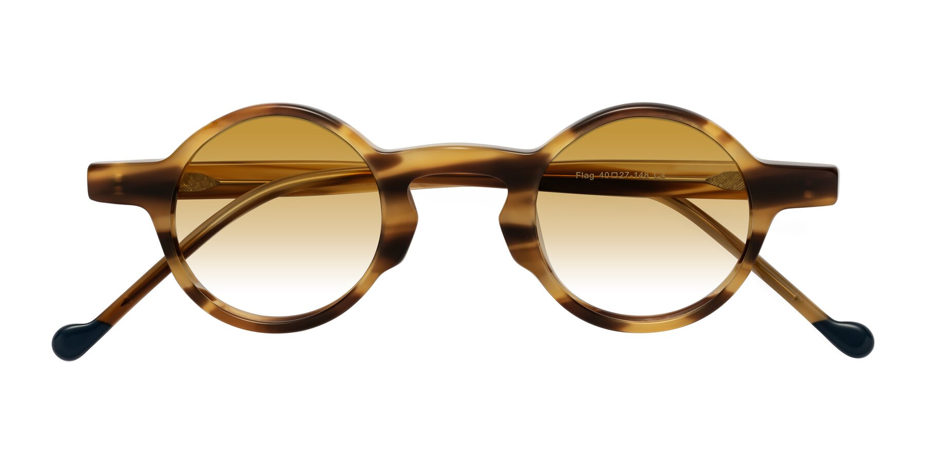 Folded Front of Flag in Amber Striped with Champagne Gradient Lenses