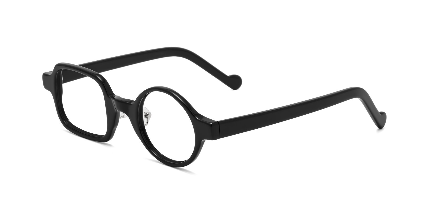 Angle of Singer in Black with Clear Eyeglass Lenses