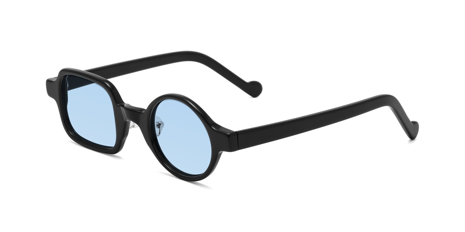 Angle of Singer in Black with Light Blue Tinted Lenses