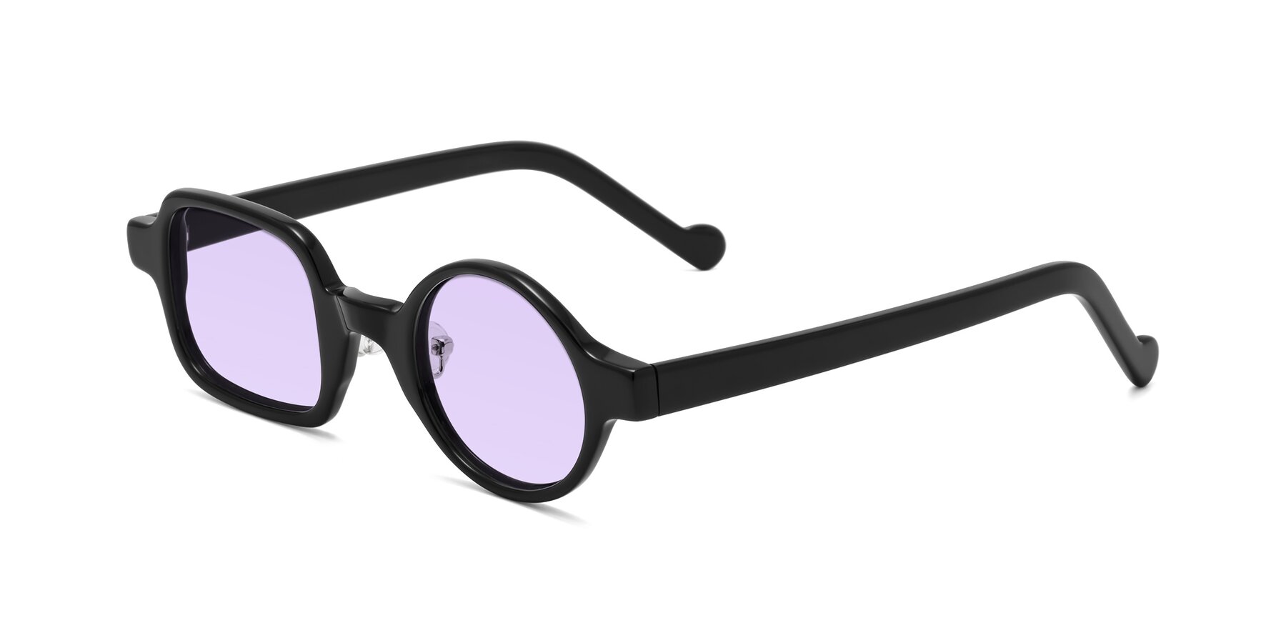 Angle of Singer in Black with Light Purple Tinted Lenses