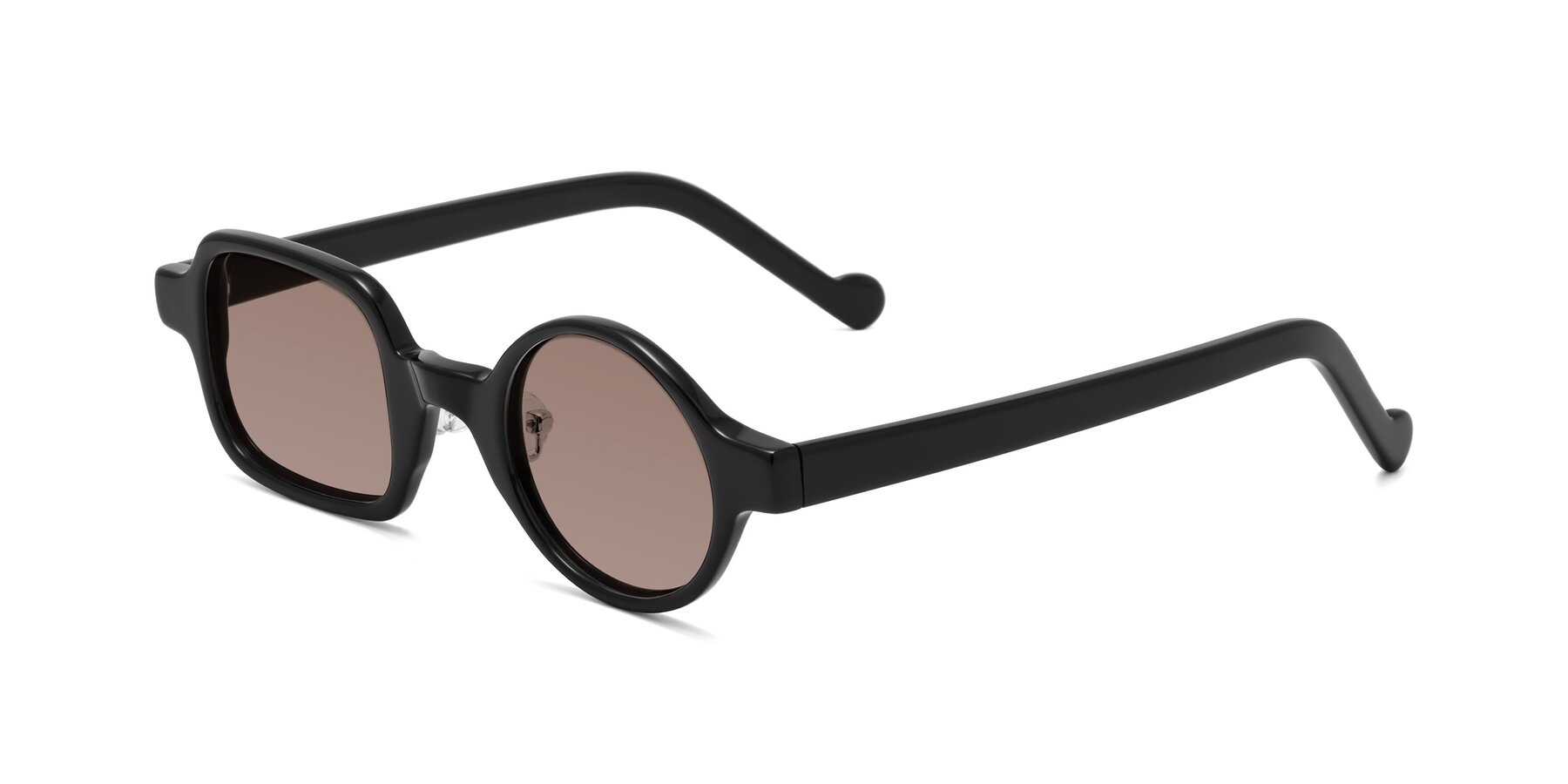 Angle of Singer in Black with Medium Brown Tinted Lenses