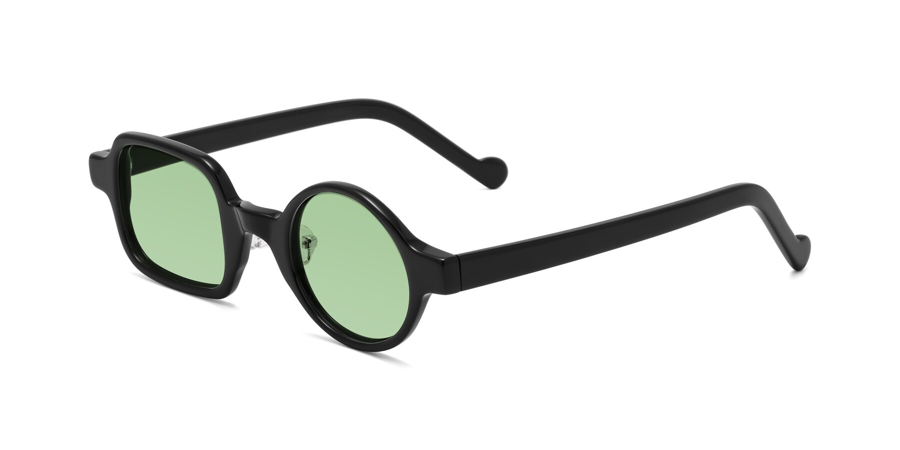 Angle of Singer in Black with Medium Green Tinted Lenses