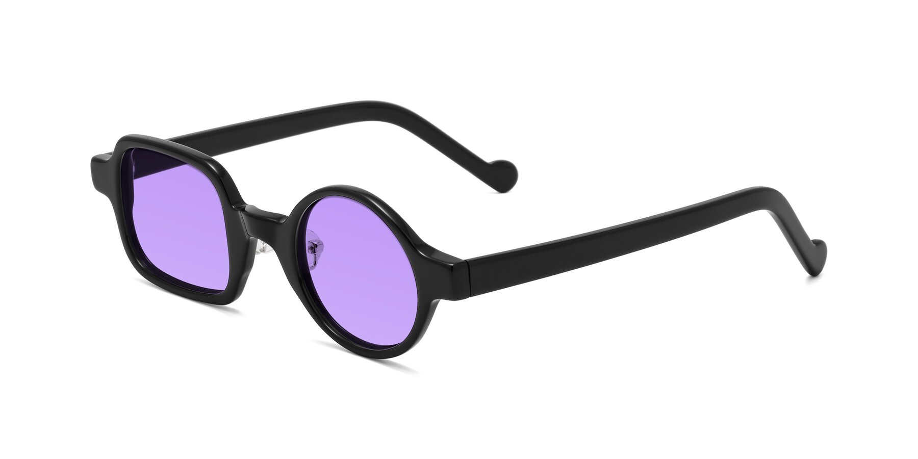 Angle of Singer in Black with Medium Purple Tinted Lenses