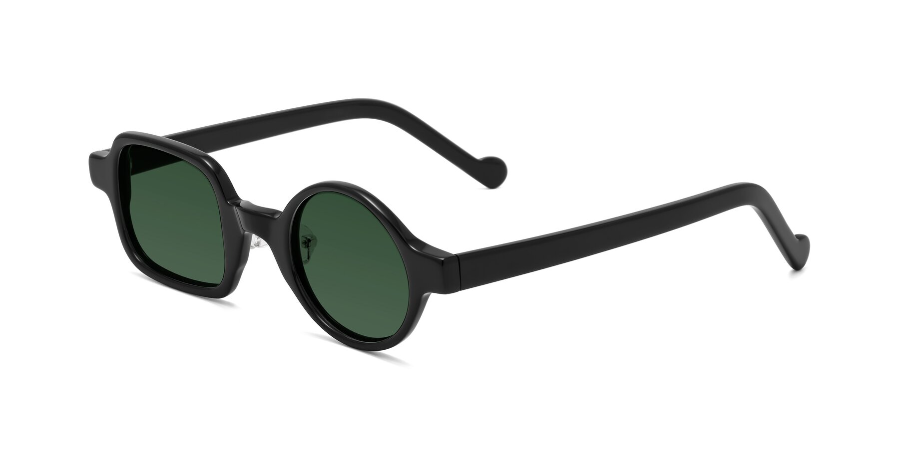 Angle of Singer in Black with Green Tinted Lenses