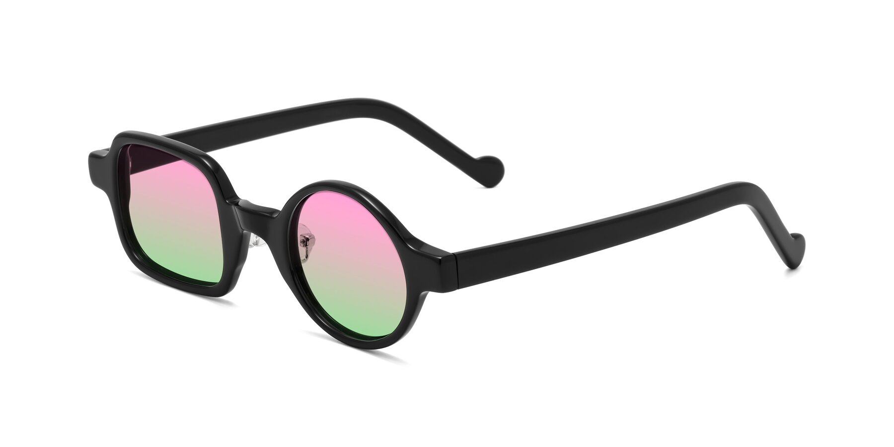 Angle of Singer in Black with Pink / Green Gradient Lenses