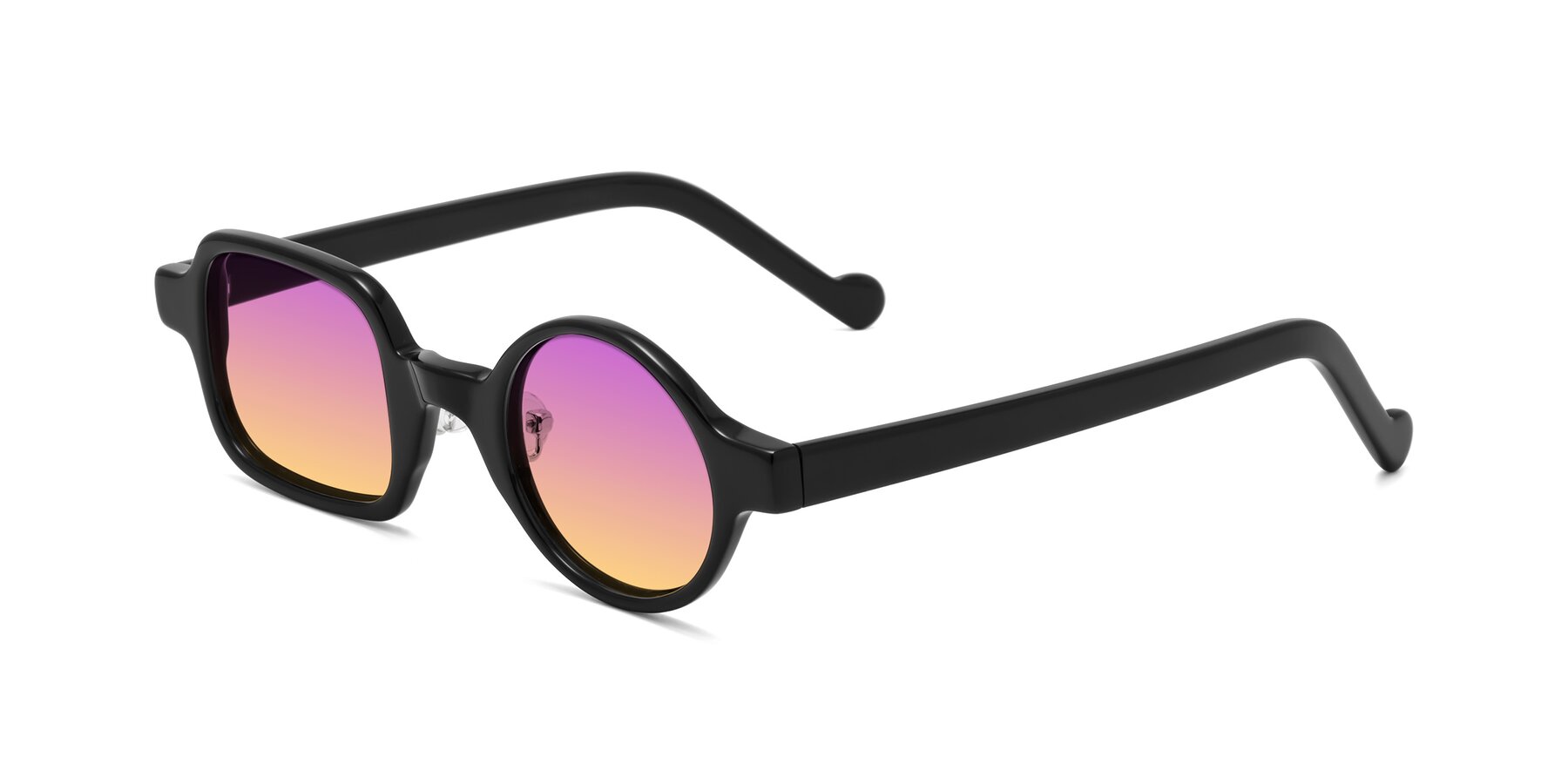 Angle of Singer in Black with Purple / Yellow Gradient Lenses