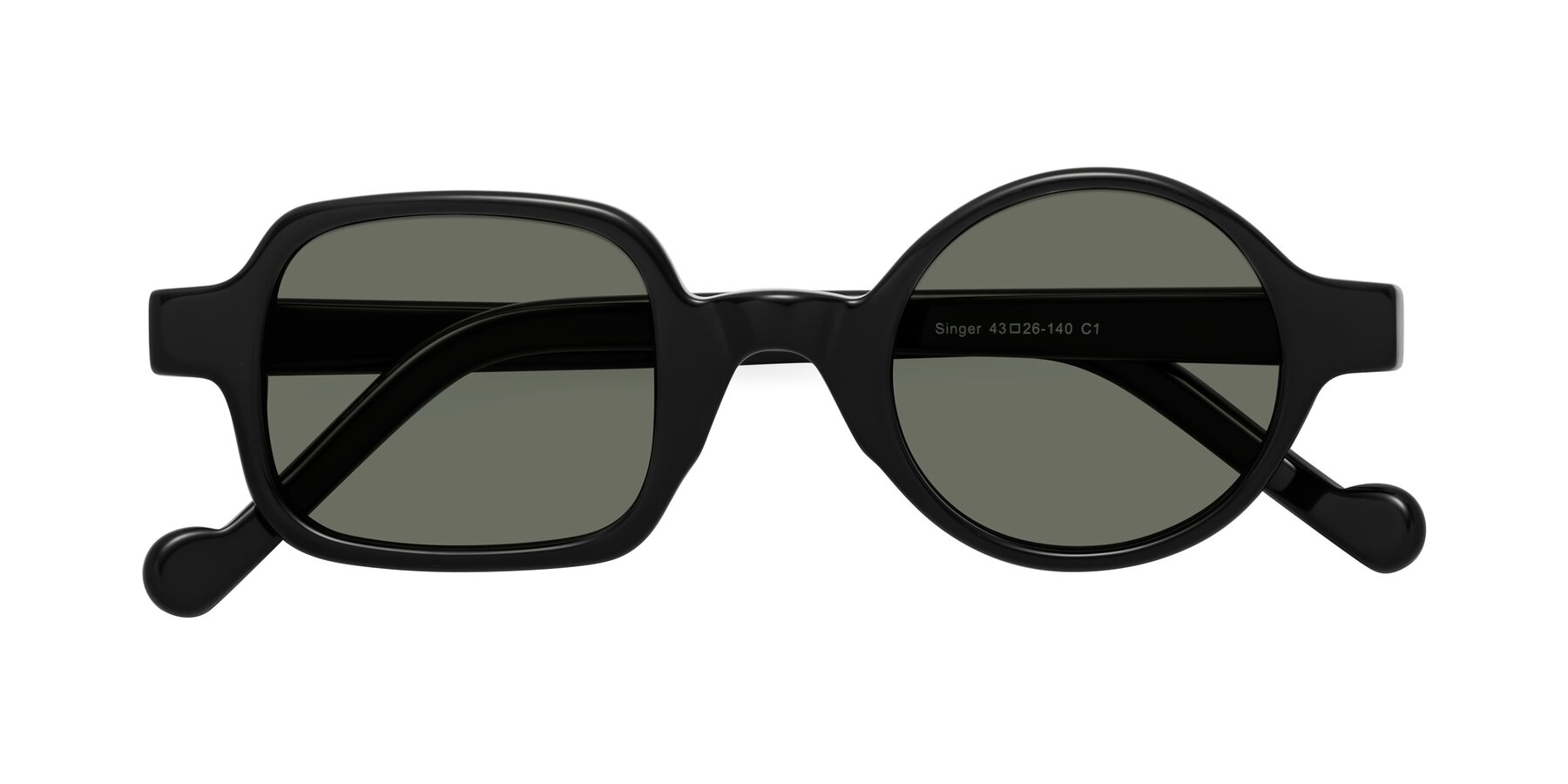 Folded Front of Singer in Black with Gray Polarized Lenses