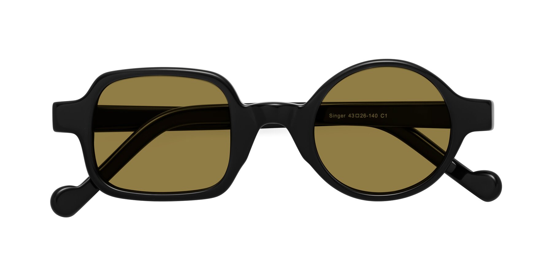 Folded Front of Singer in Black with Brown Polarized Lenses