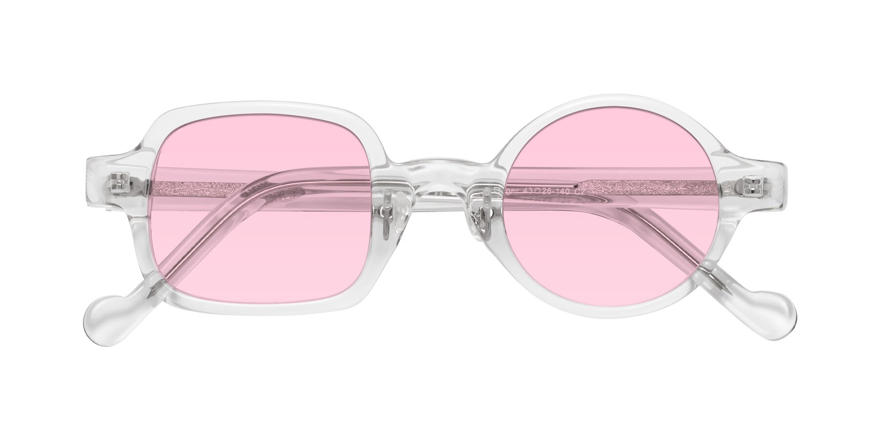 Folded Front of Singer in Clear with Light Pink Tinted Lenses