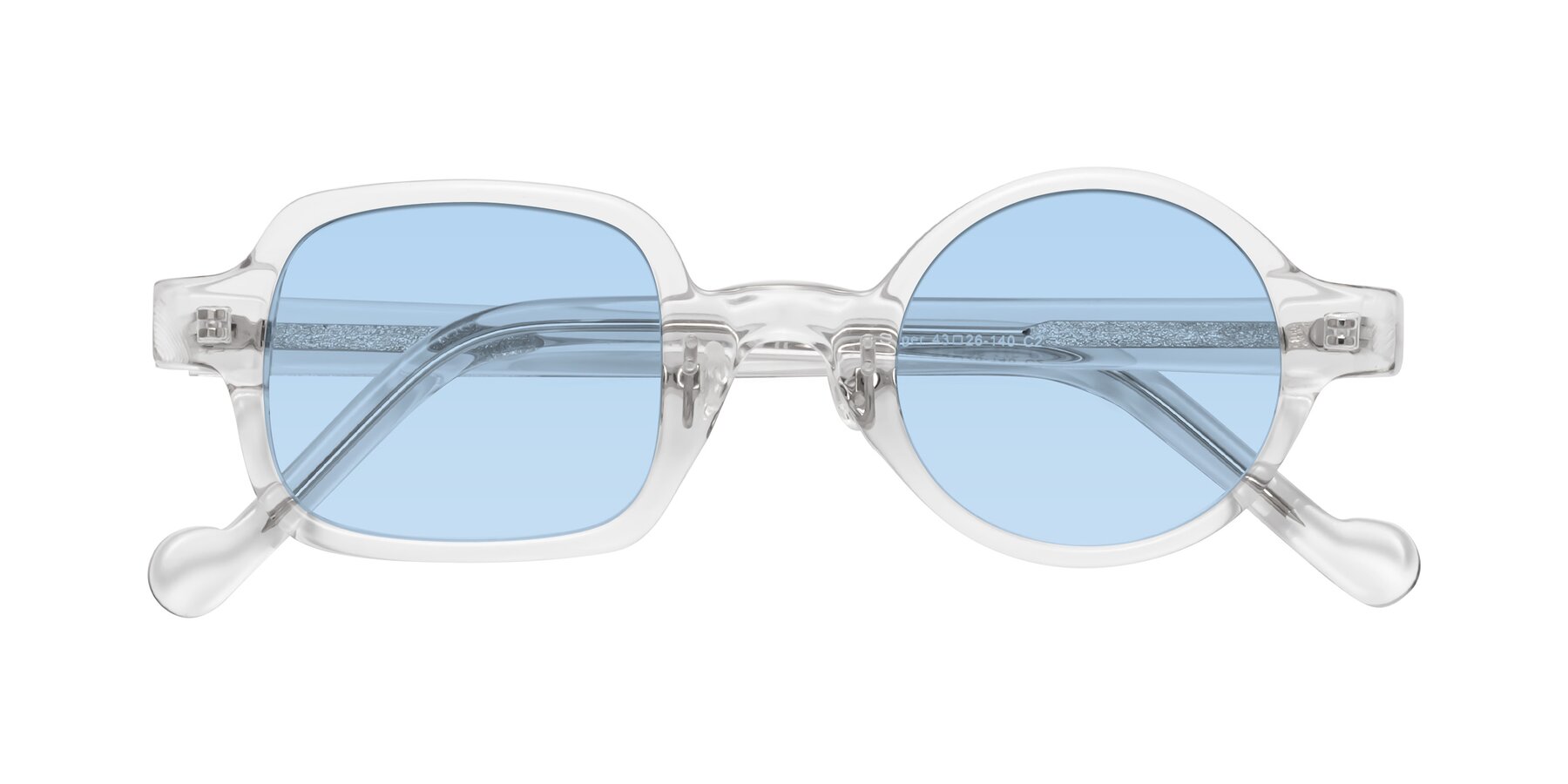 Folded Front of Singer in Clear with Light Blue Tinted Lenses