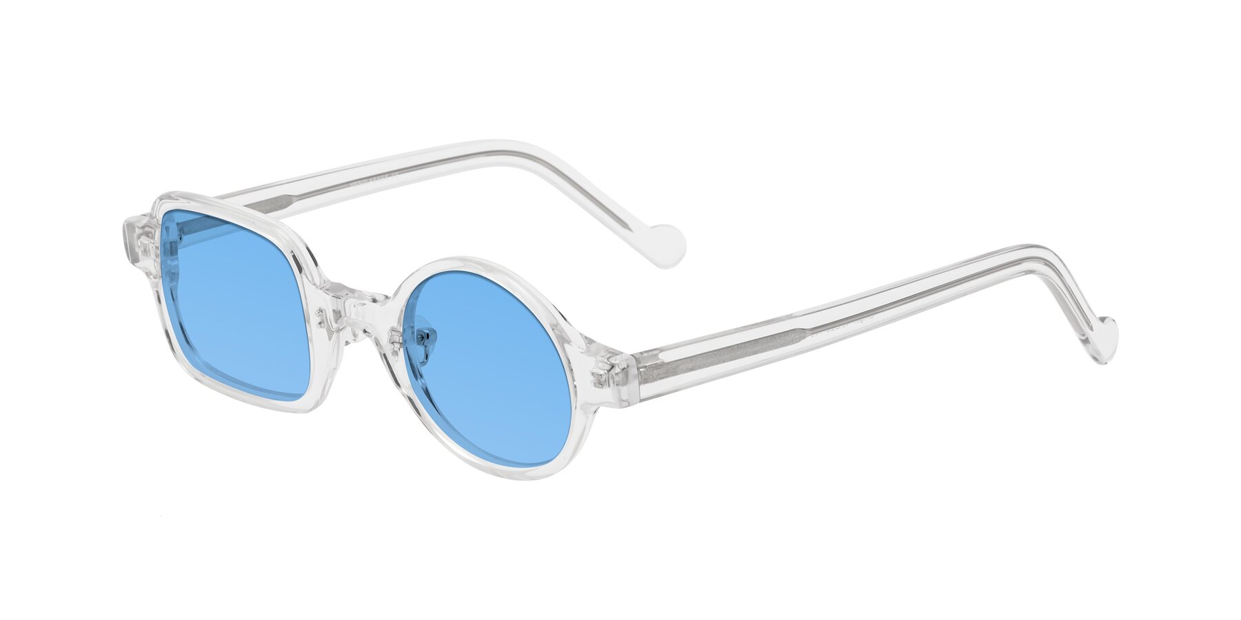 Angle of Singer in Clear with Medium Blue Tinted Lenses