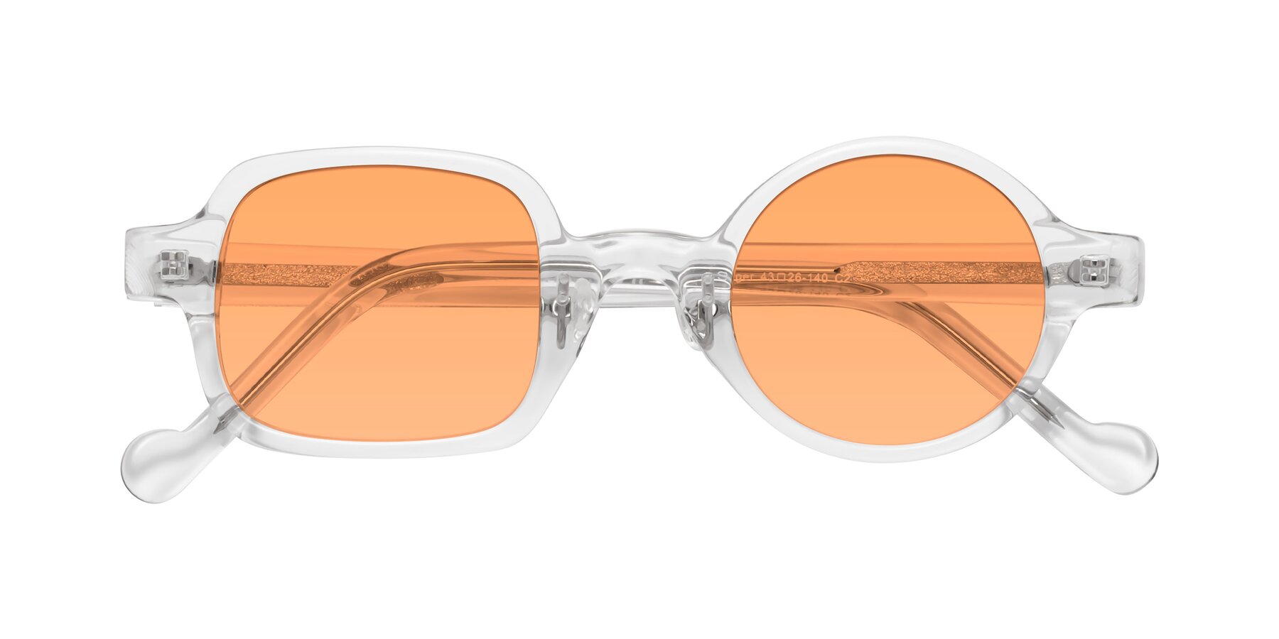 Folded Front of Singer in Clear with Medium Orange Tinted Lenses