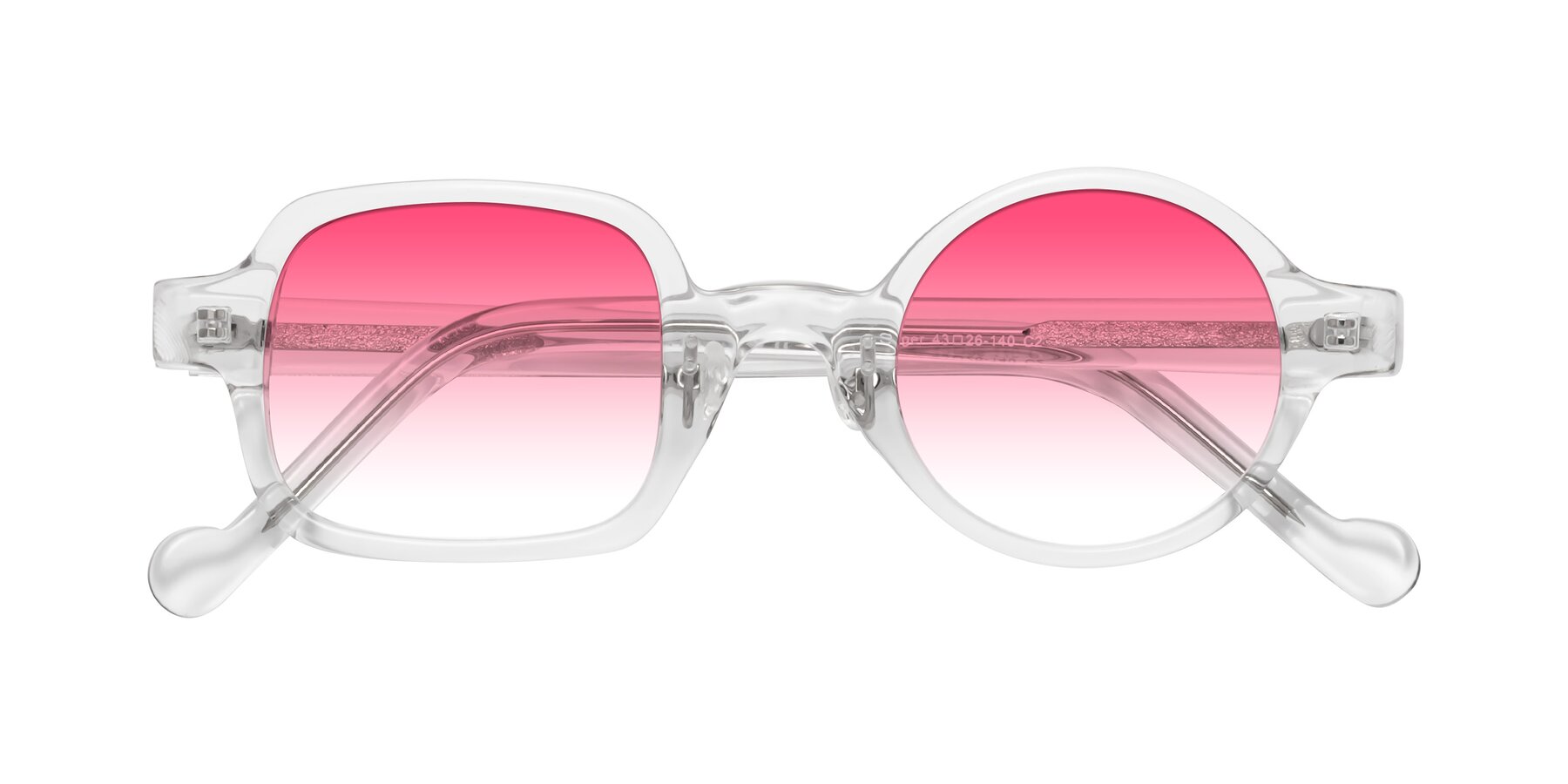 Folded Front of Singer in Clear with Pink Gradient Lenses