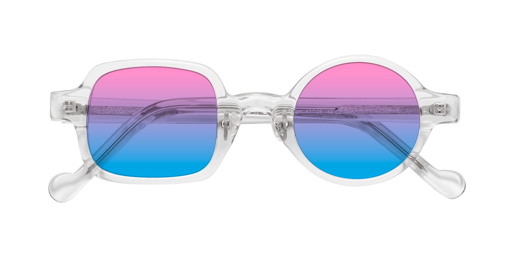 Folded Front of Singer in Clear with Pink / Blue Gradient Lenses